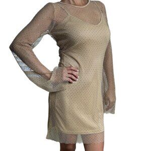 Sincerly Jules, Women  mini dress, color tan/ Gold. Size: Medium M.